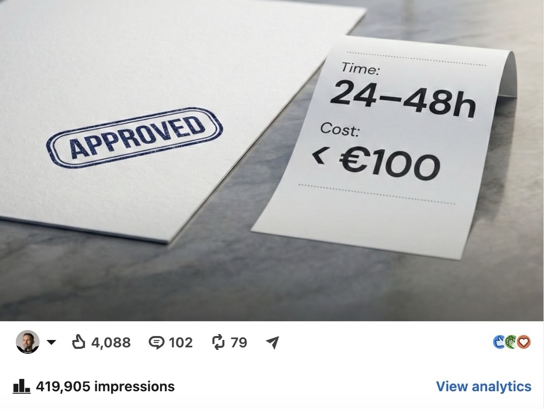 LinkedIn post with 420k impressions and 4k+ likes